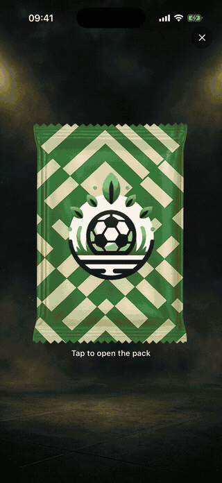 An achievement pack being opened, revealing the Solid Debut card