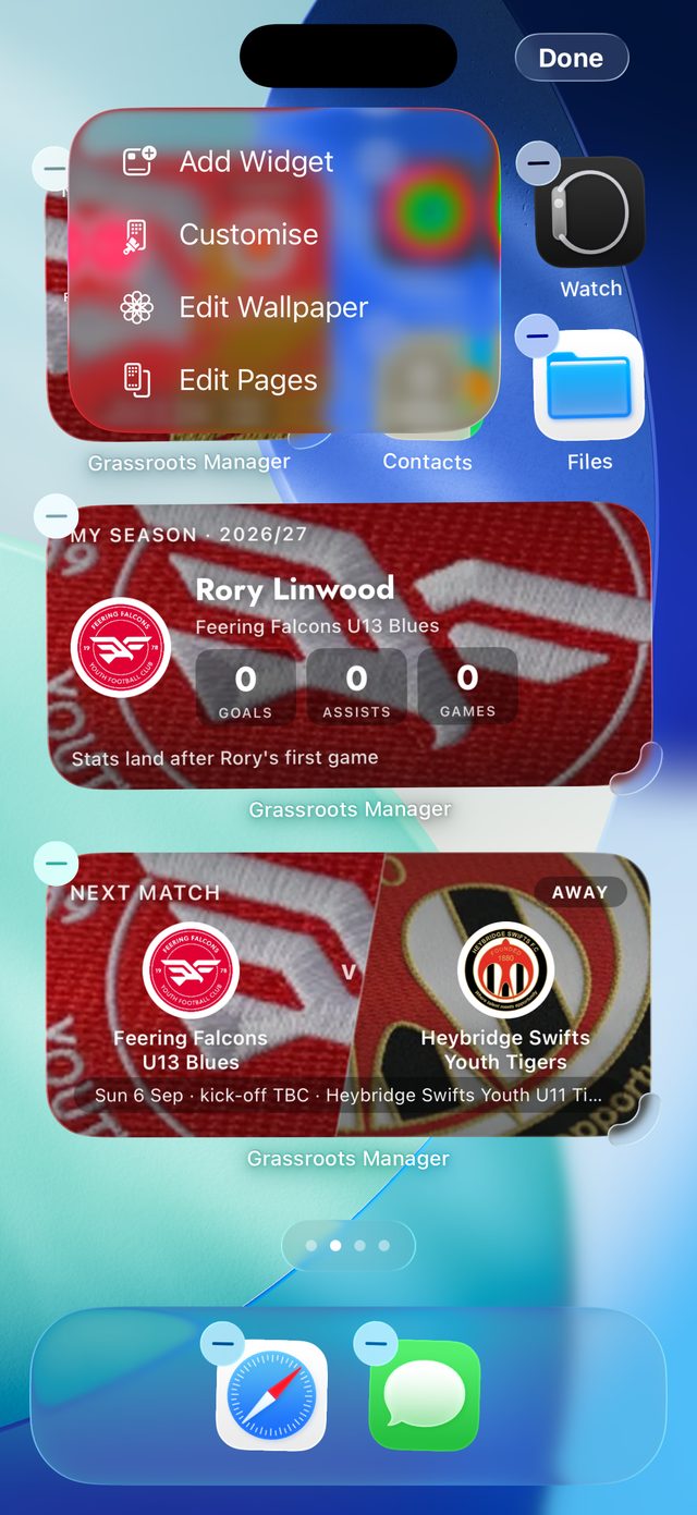 Tap Edit, then Add Widget