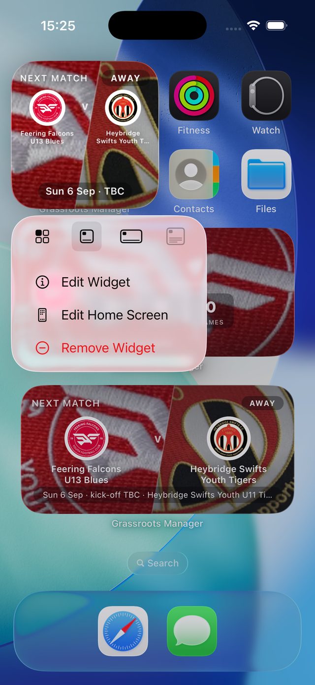 Touch and hold the widget, tap Edit Widget
